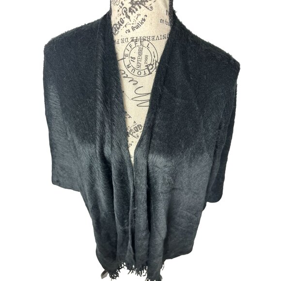 I.n.c. International Concepts Women's Fringe-Trim Wrap Sweater, Black, One Size - Picture 3 of 6